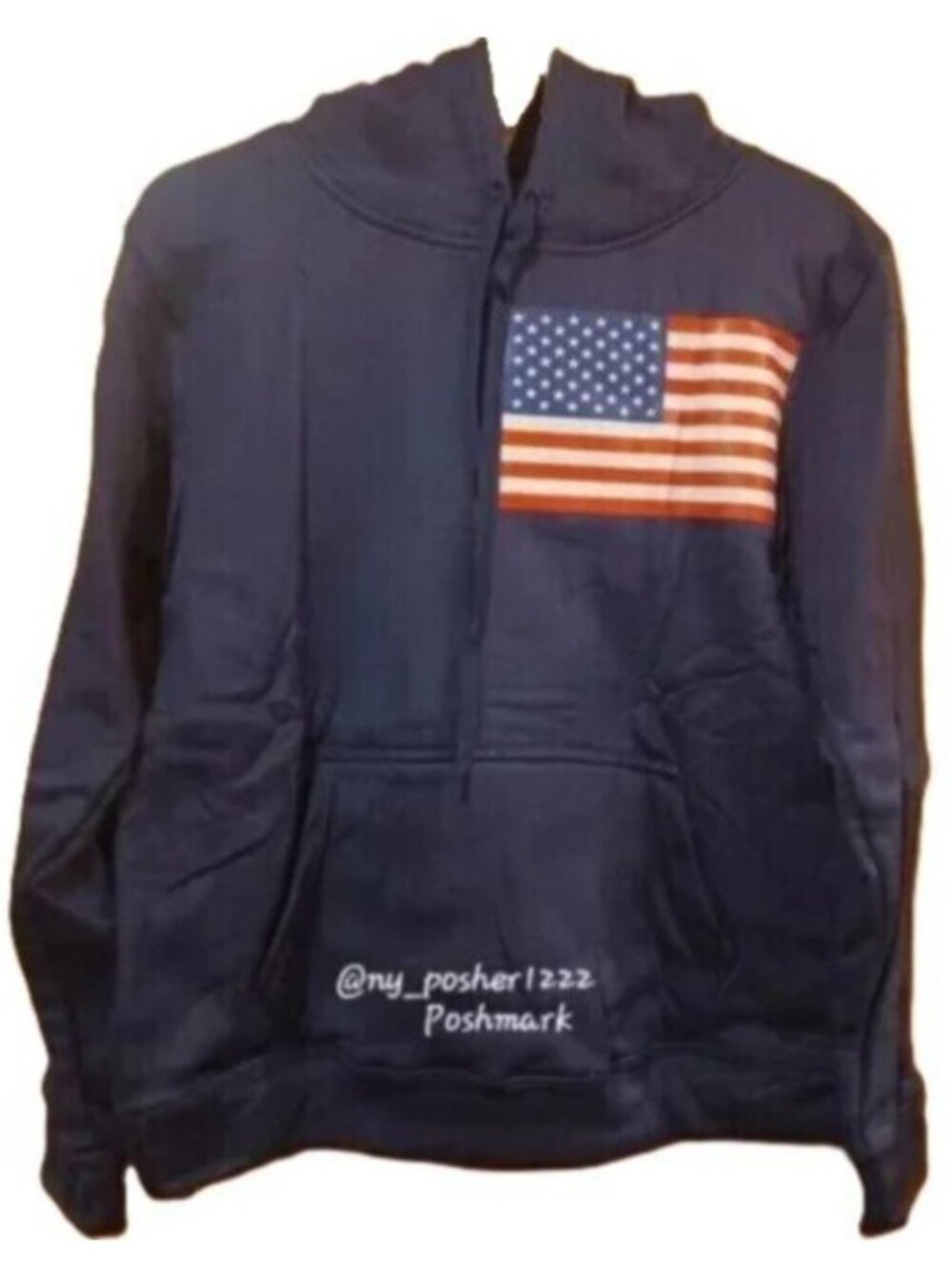 American Flag Eagle U.S.A Veteran Pullover Fleece Hoodie Navy Blue (Sizes M & L)